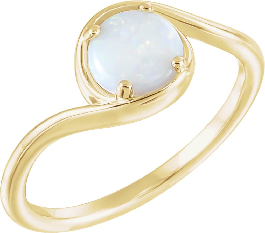 14K Rose Natural White Opal Bypass Ring