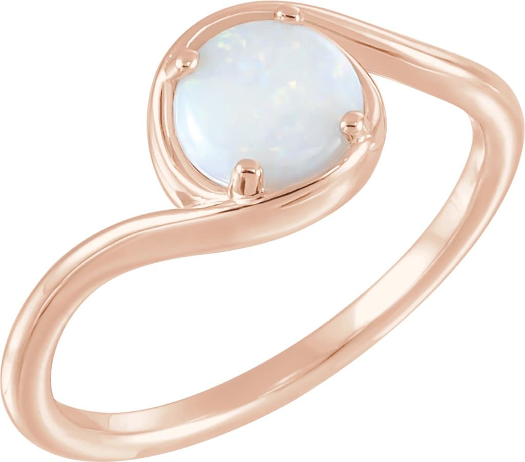 14K Rose Natural White Opal Bypass Ring