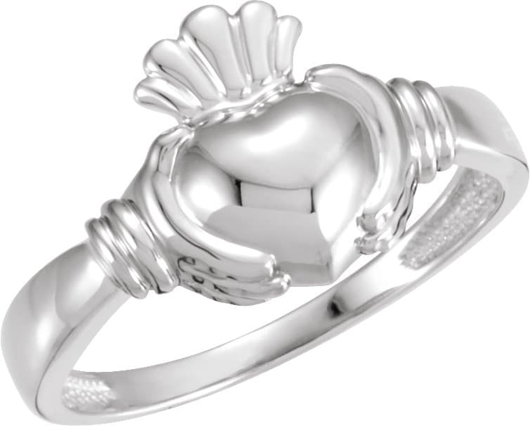 10K White Ladies Claddagh Band Size 7