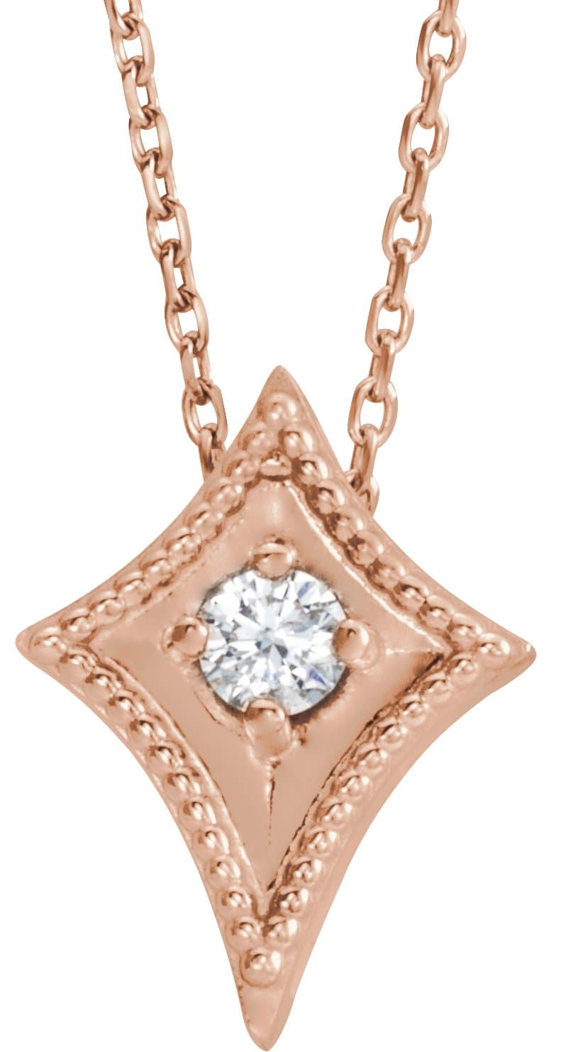 14K Rose 1/10 CTW Natural Diamond Kite 16-18 Necklace