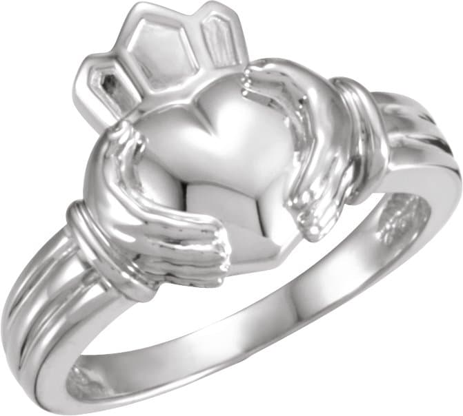 10K White/Rose Claddagh Band