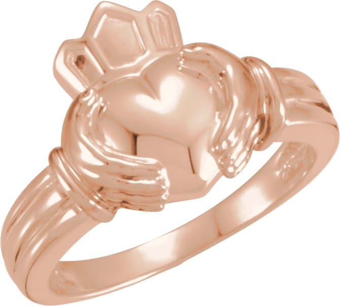 10K White/Rose Claddagh Band