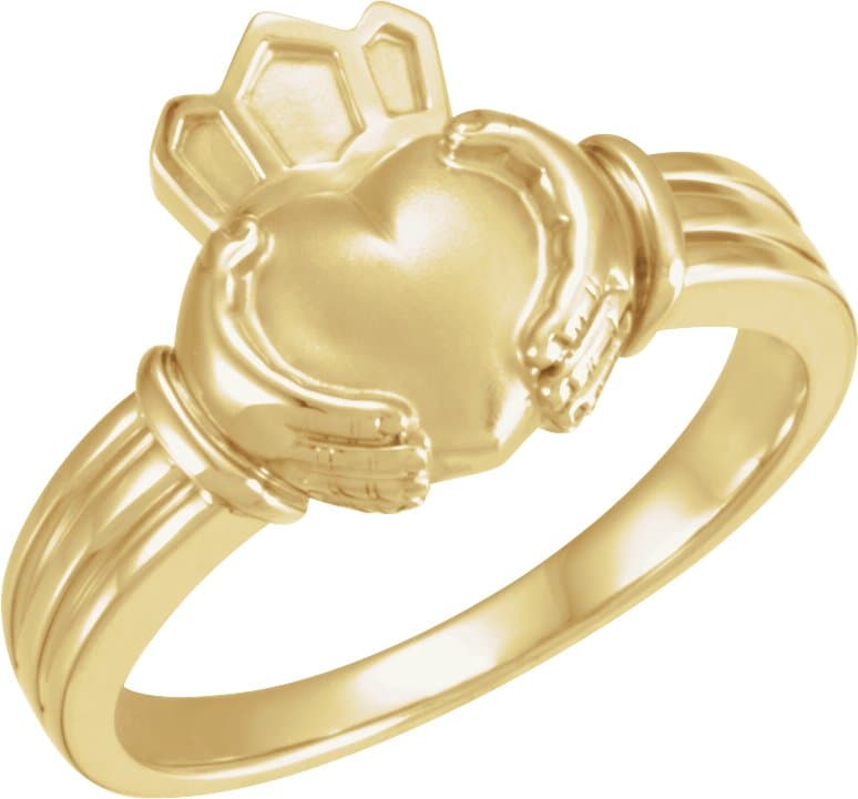 10K White/Rose Claddagh Band