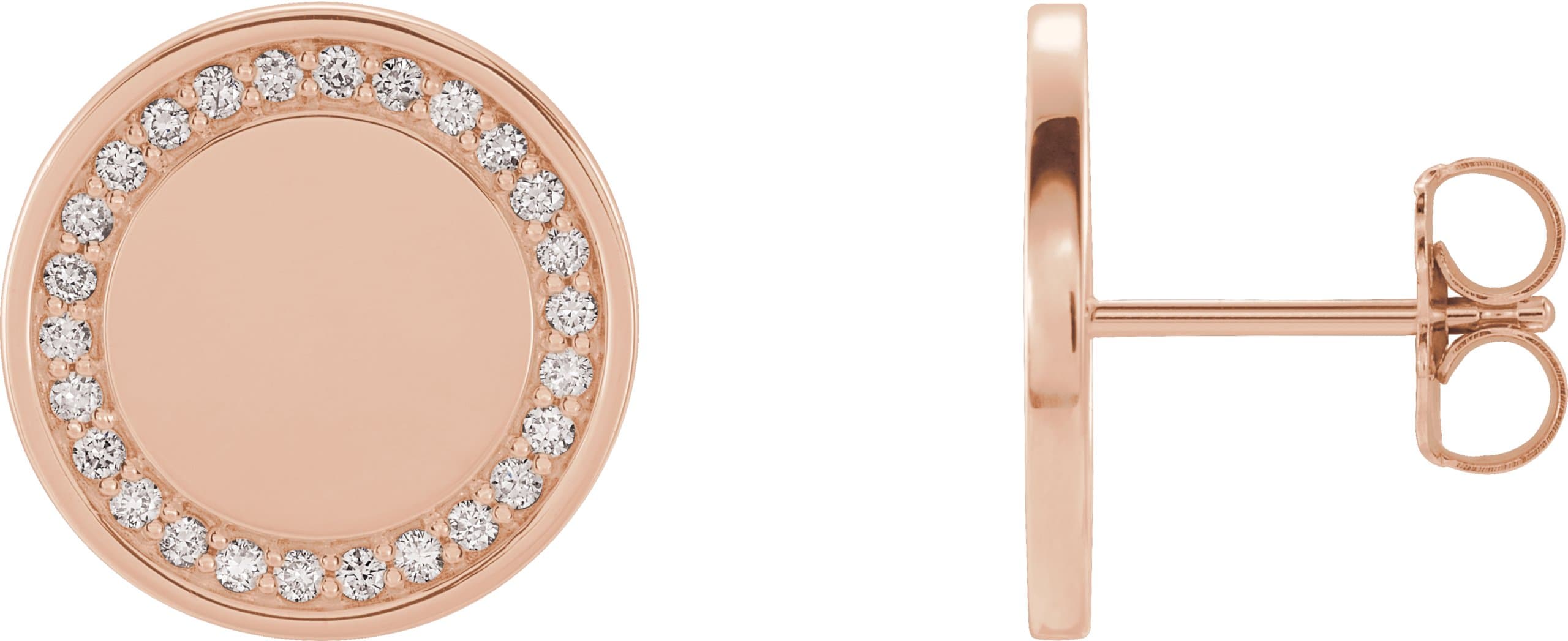 14K Rose 1/4 CTW Natural Diamond Engravable Earrings