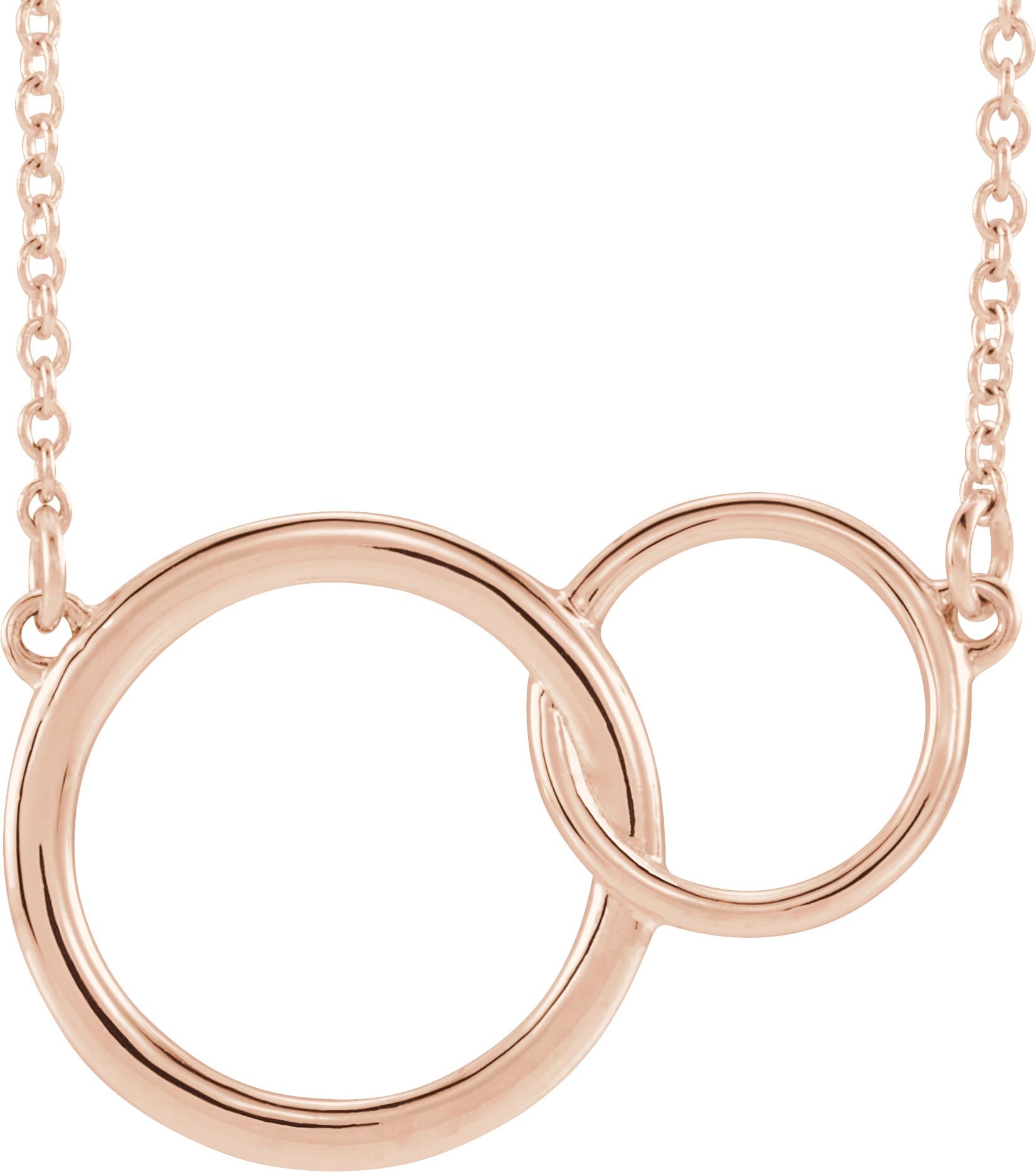 14K Rose Interlocking Circle 16-18 Necklace