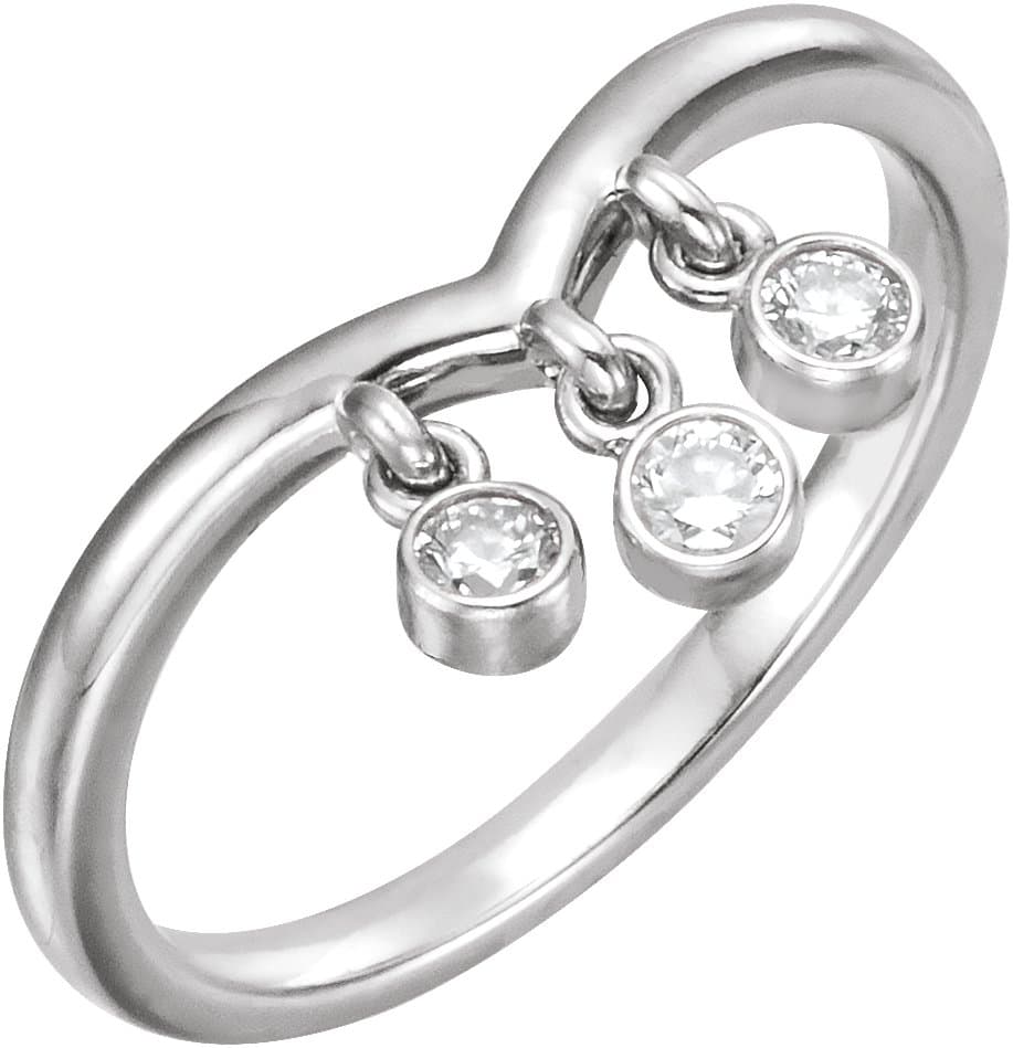 14K Rose 1/5 CTW Natural Diamond Three-Stone Fringe V Ring