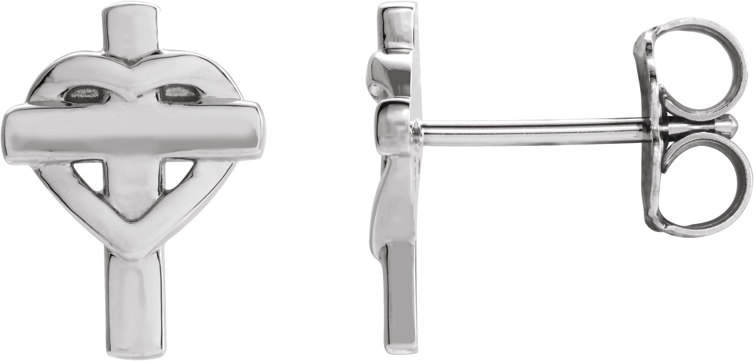 14K Rose Heart & Cross Earrings