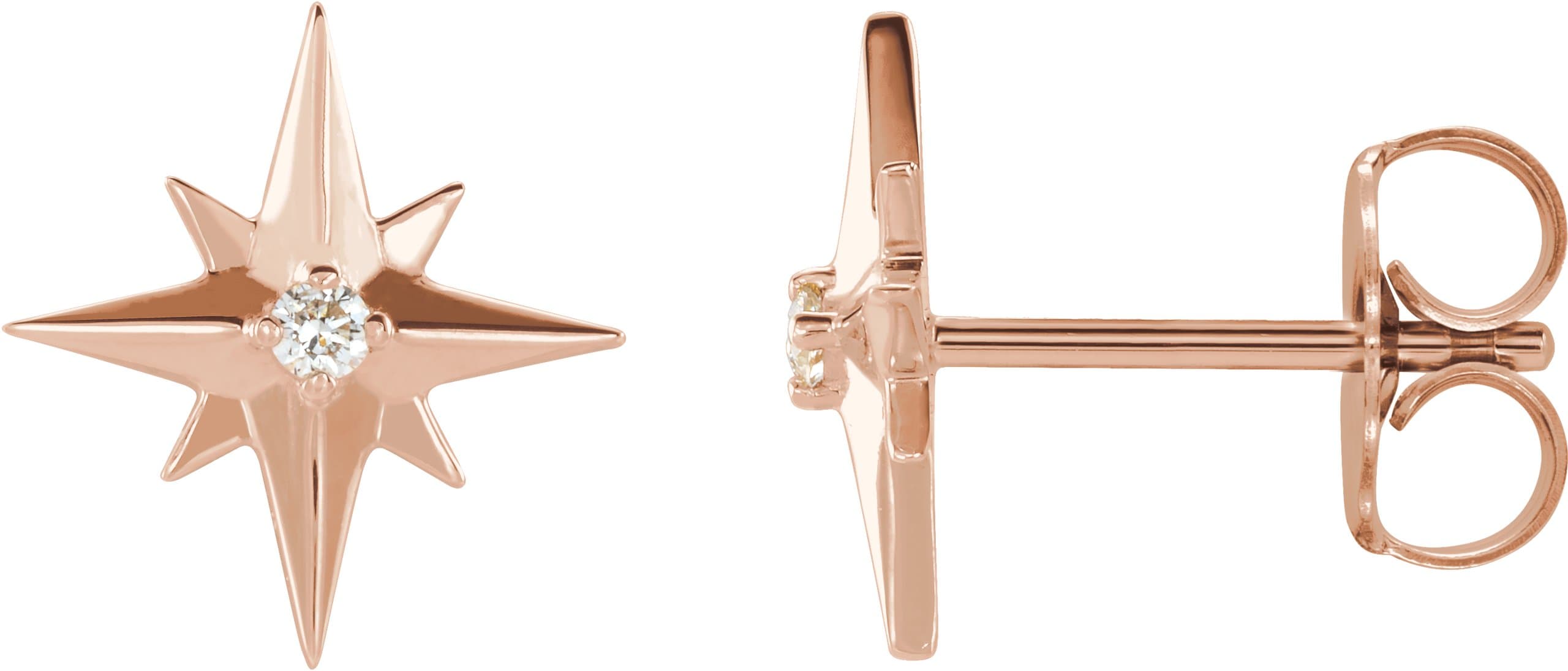 14K Rose .03 CTW Natural Diamond Star Earrings