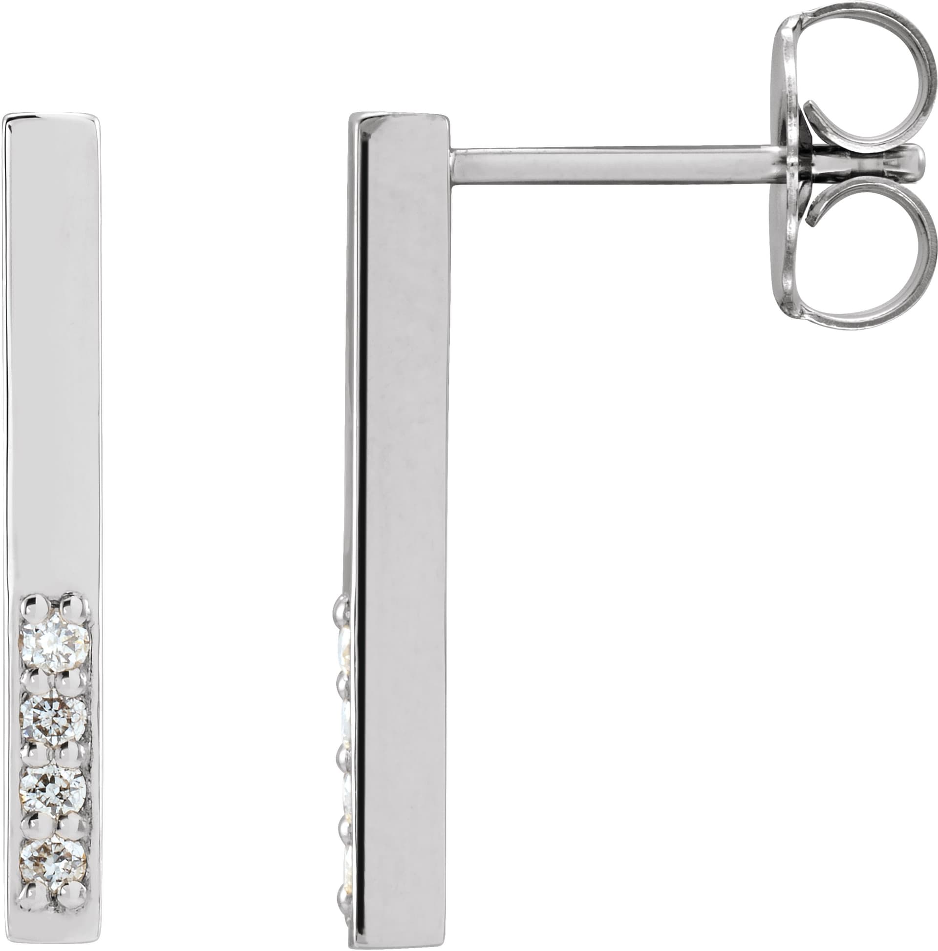 14K Rose .07 CTW Natural Diamond Bar Earrings