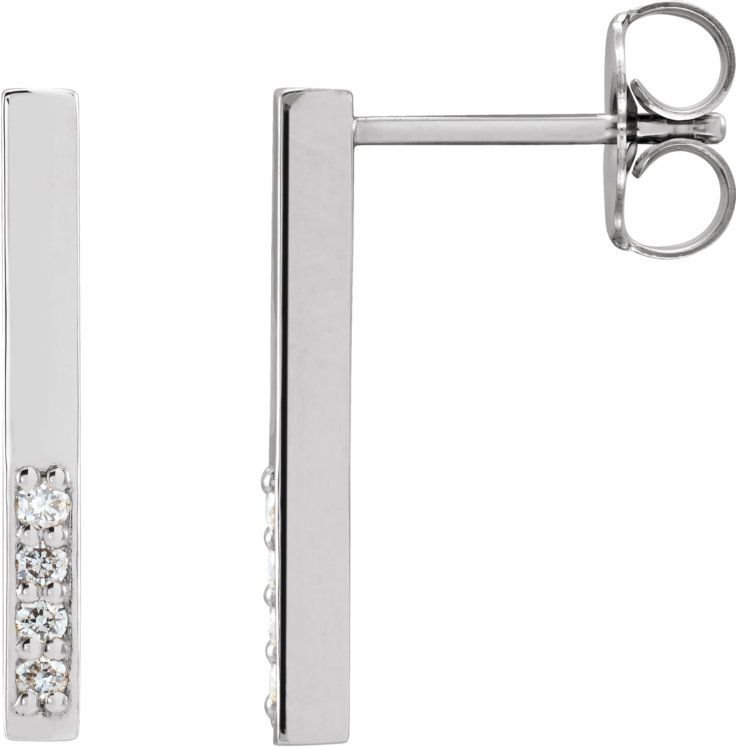 14K Rose .07 CTW Natural Diamond Bar Earrings