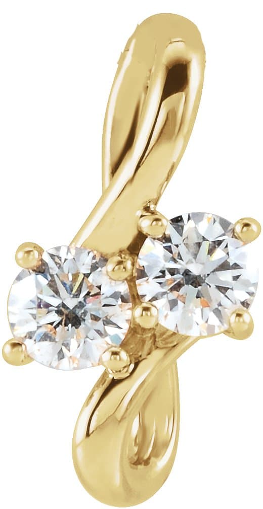 14K Rose 1/5 CTW Natural Diamond Two-Stone Bypass Pendant