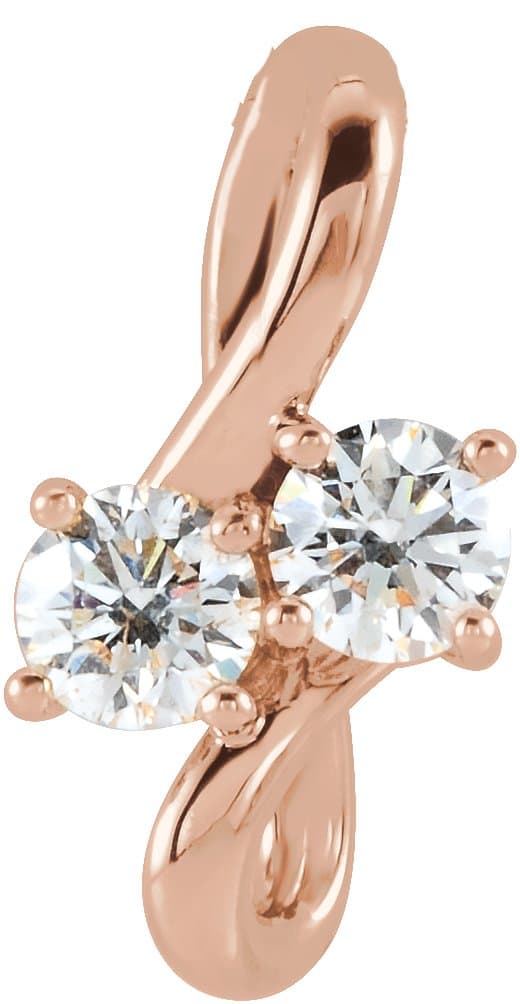 14K Rose 1/5 CTW Natural Diamond Two-Stone Bypass Pendant