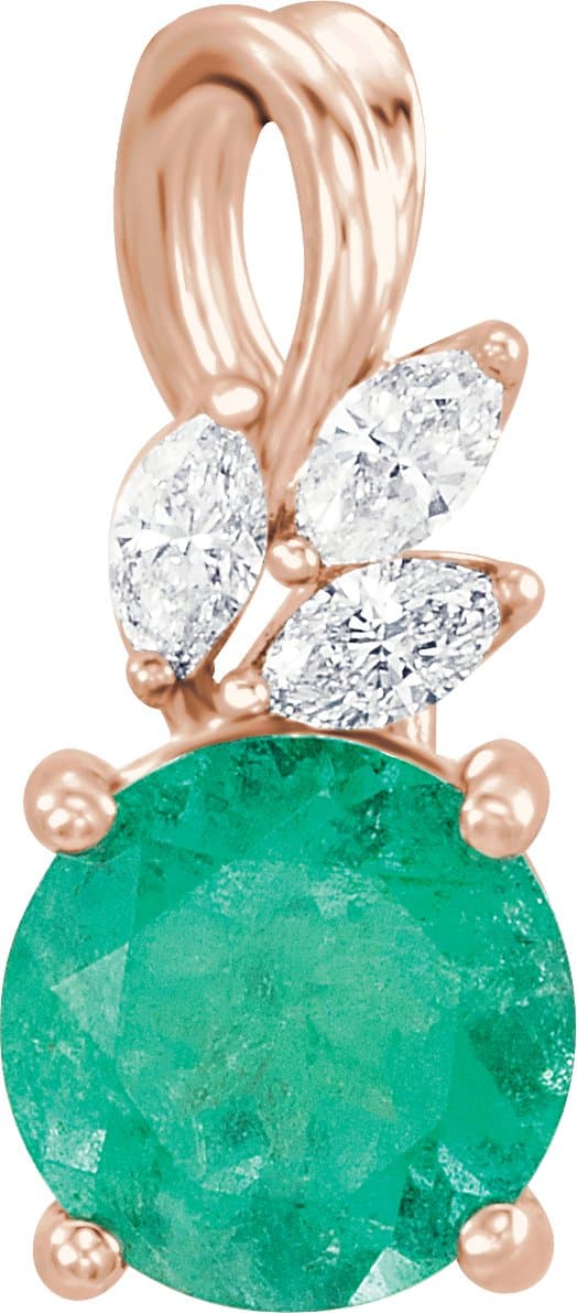 14K Rose Lab-Grown Alexandrite & 1/10 CTW Natural Diamond Pendant