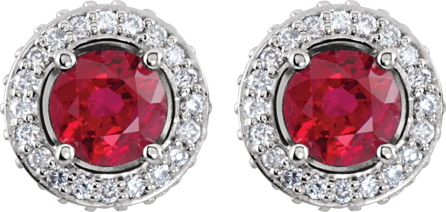 Round 4-Prong Halo-Style Earrings view 2