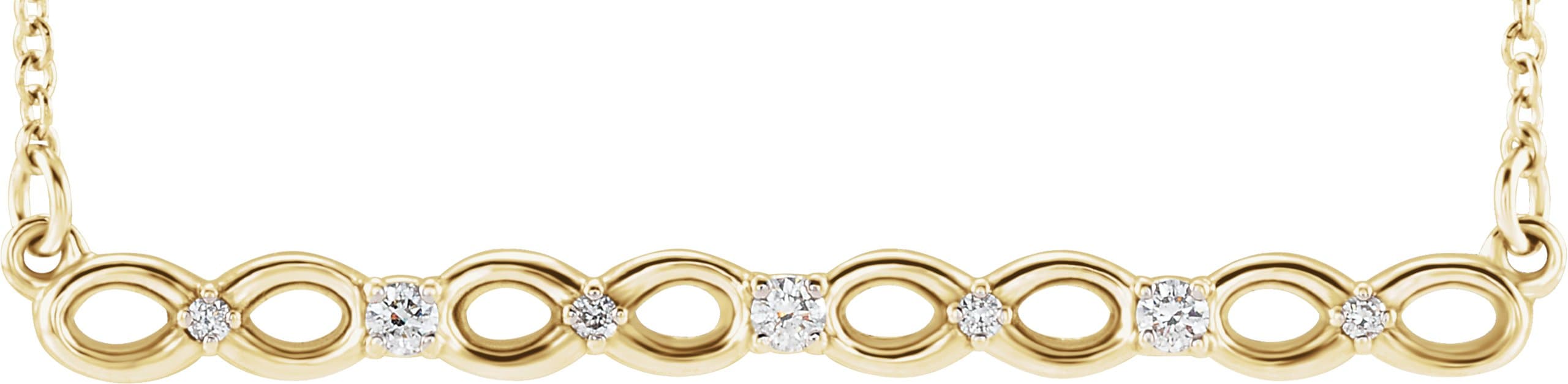 14K Rose .08 CTW Natural Diamond Infinity-Inspired Bar 16-18" Necklace