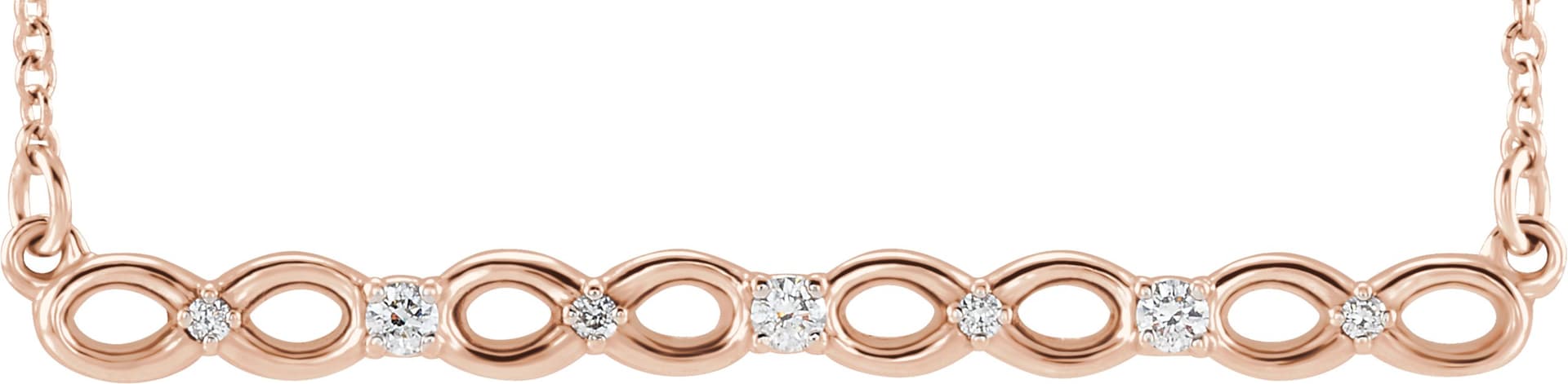 14K Rose .08 CTW Natural Diamond Infinity-Inspired Bar 16-18" Necklace