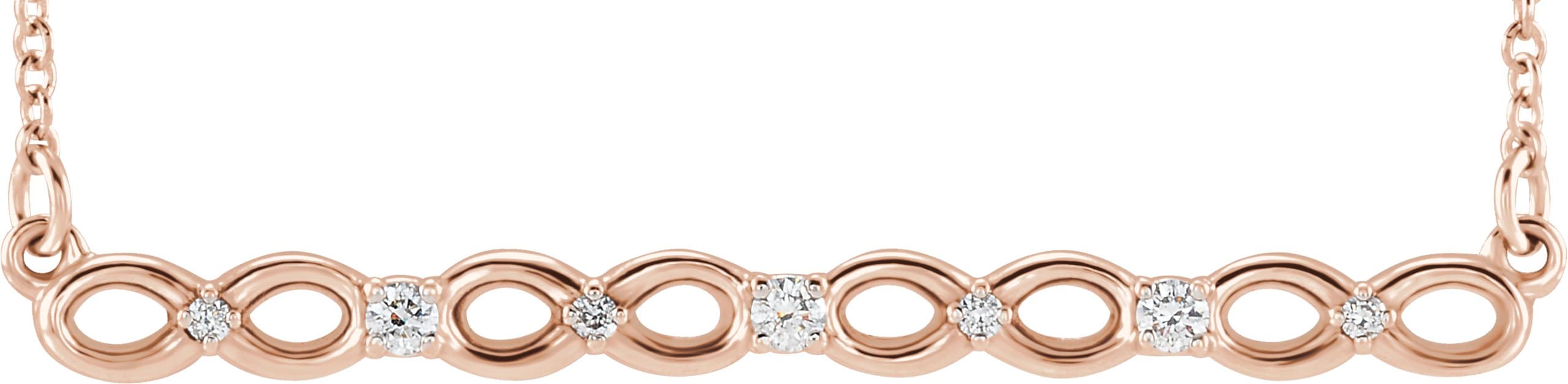 14K Rose .08 CTW Natural Diamond Infinity-Inspired Bar 16-18 Necklace