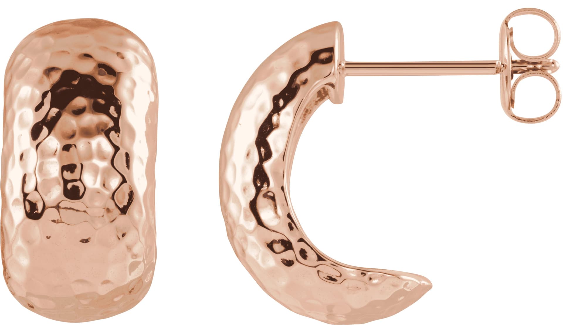 Hammered J-Hoop Earrings view 3