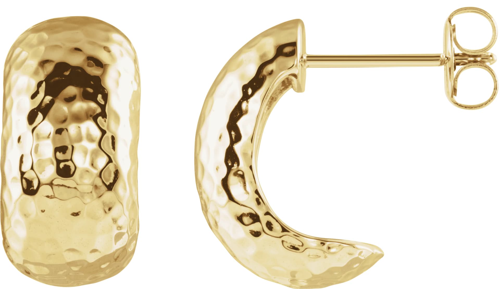 Hammered J-Hoop Earrings, view 4