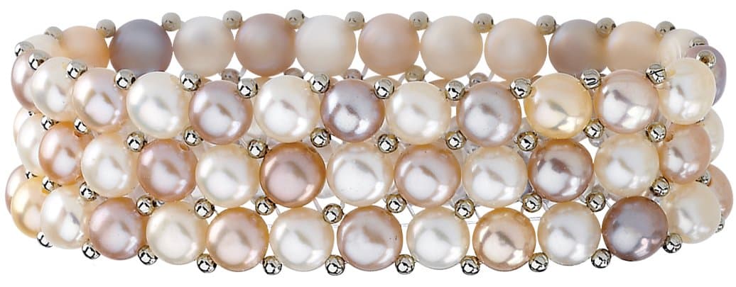 Sterling Silver Cultured Multi-Color Freshwater Pearl Stretch 8 Bracelet