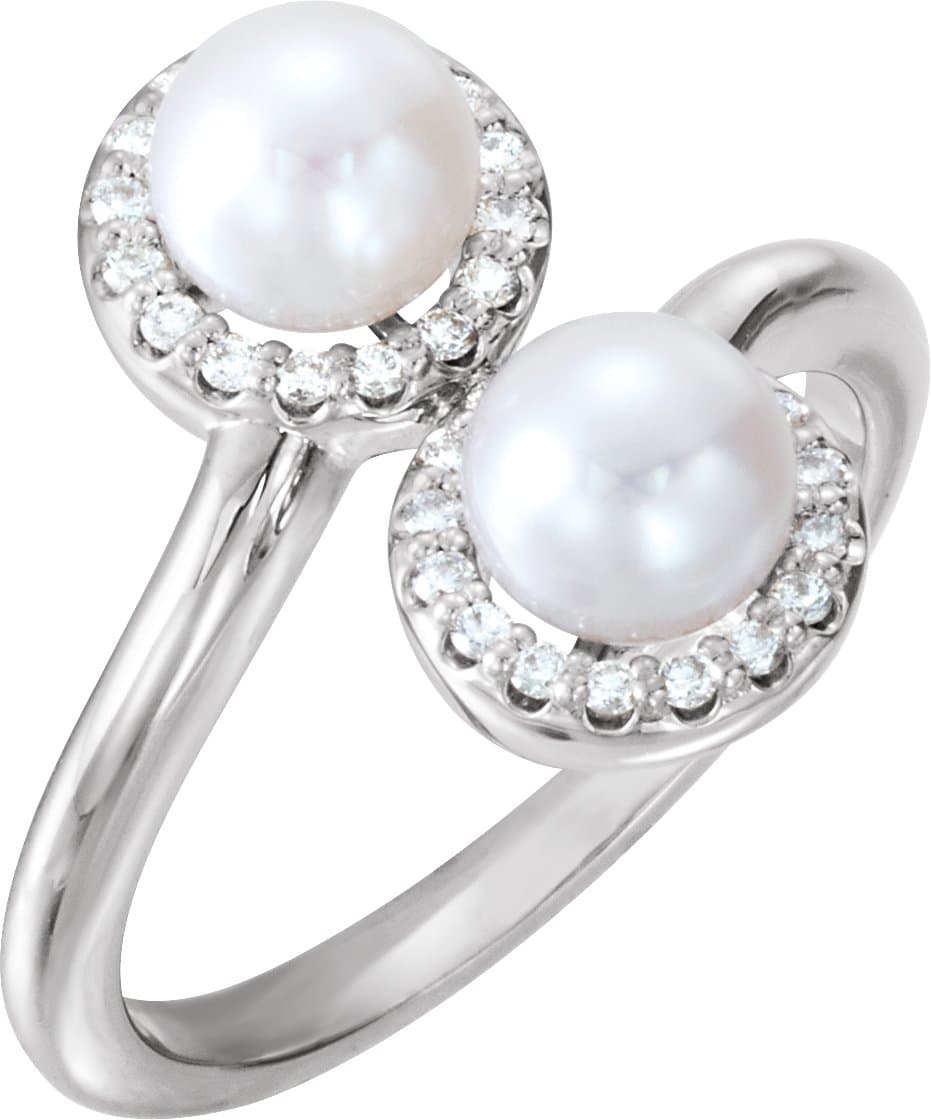 Two-Stone Halo-Style Pearl Ring view 1