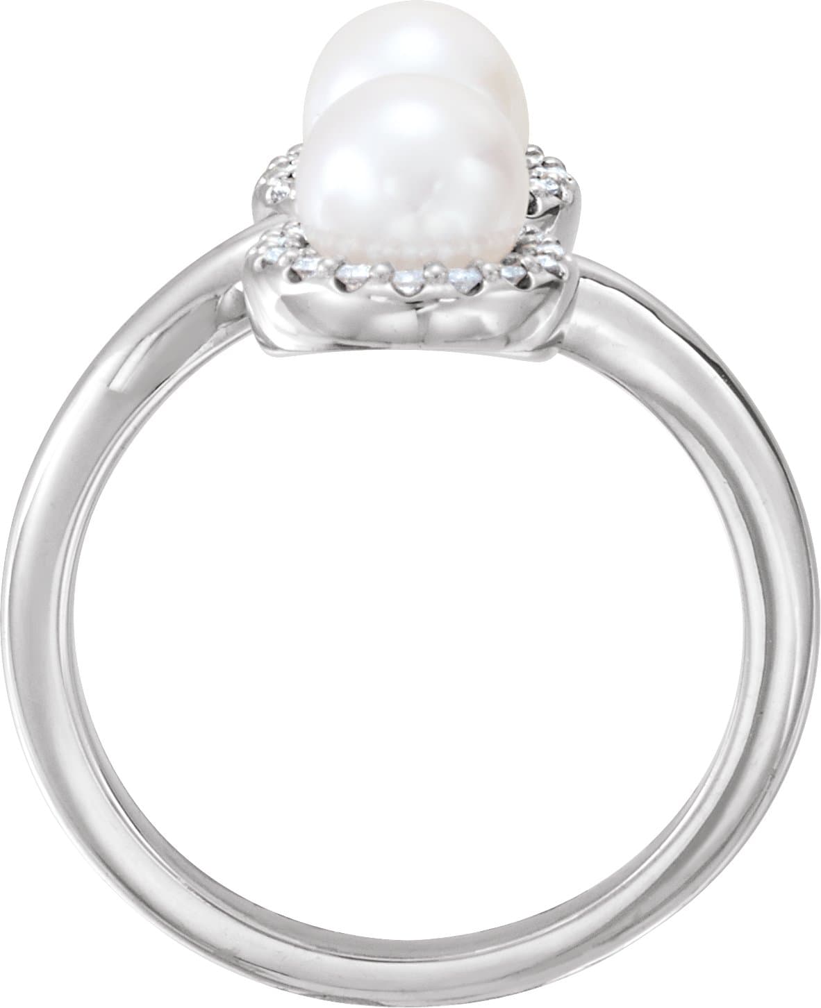 Two-Stone Halo-Style Pearl Ring view 2