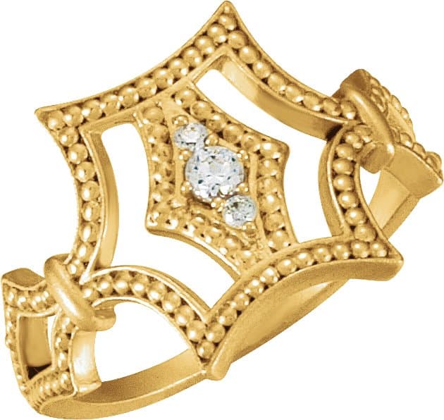 14K Yellow .08 CTW Diamond Granulated Ring