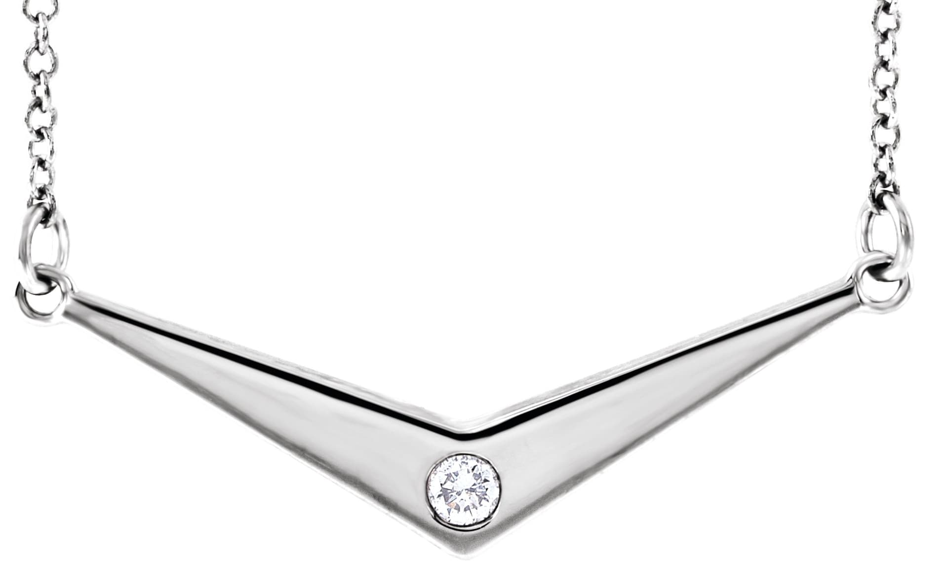 14K White .03 CTW Natural Diamond V 18 Necklace