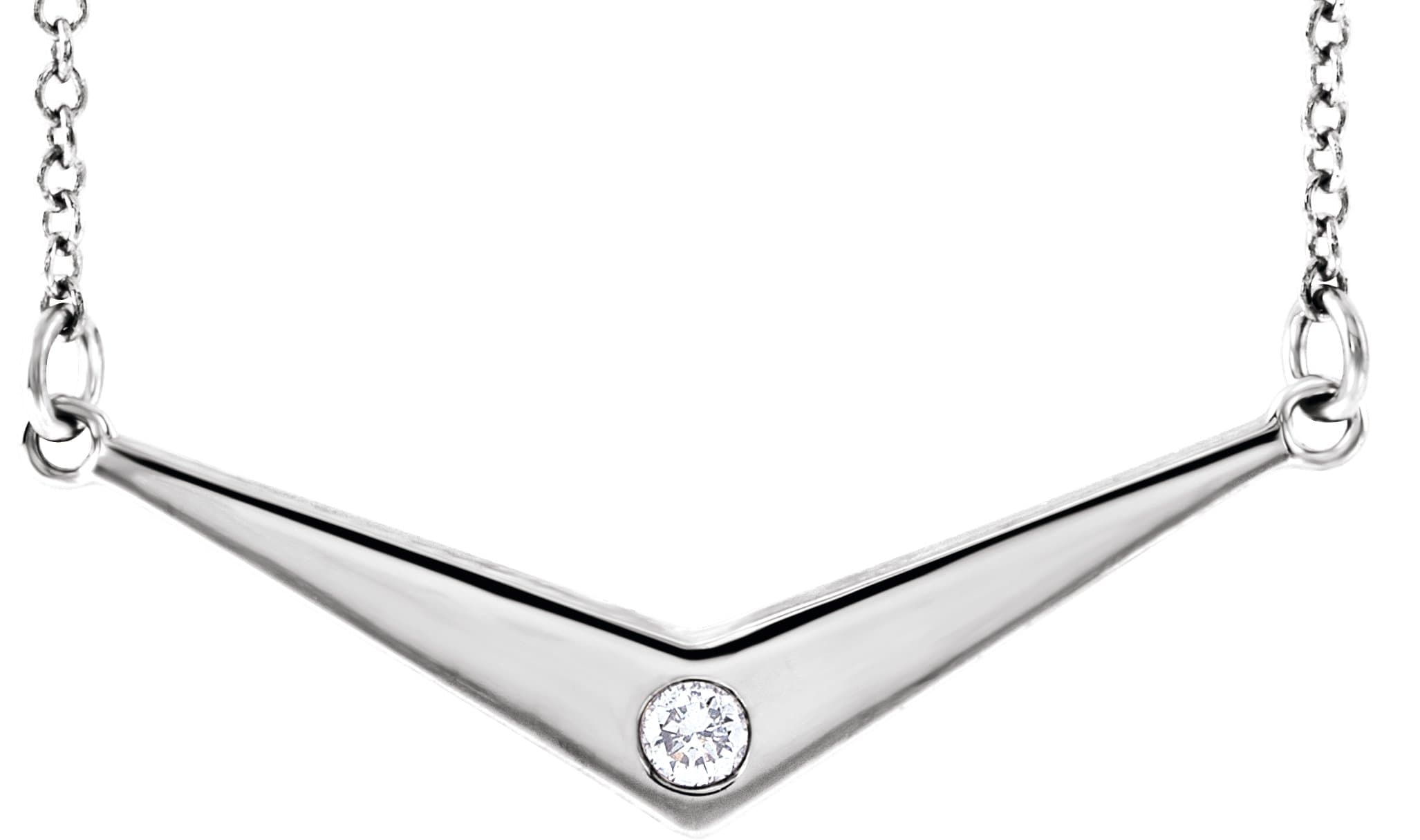 14K White .03 CTW Natural Diamond V 18 Necklace