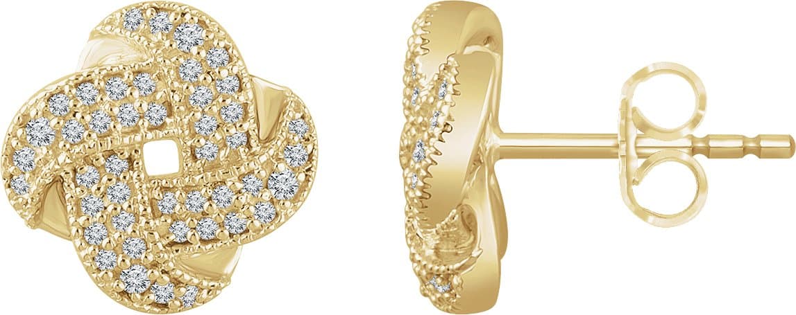 14K White 1/3 CTW Natural Diamond Knot Earrings