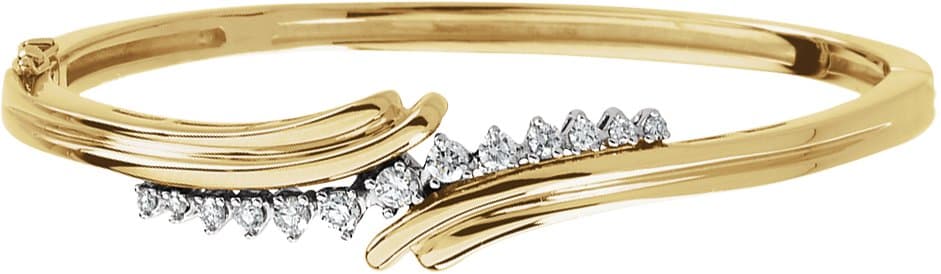 14K White 1/2 CTW Natural Diamond Bangle 7 1/2" Bracelet