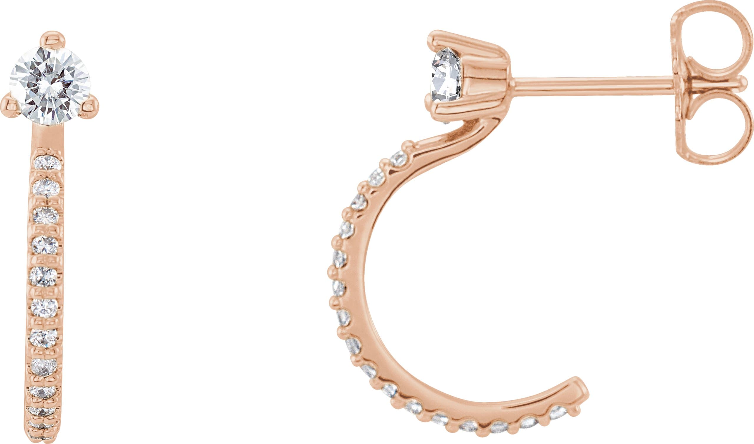 14K Rose Gold 1/3 CTW Natural Diamond J-Hoop Earrings