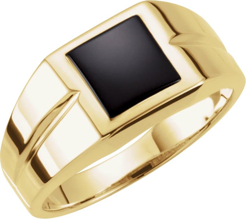 10K White Natural Black Onyx Ring