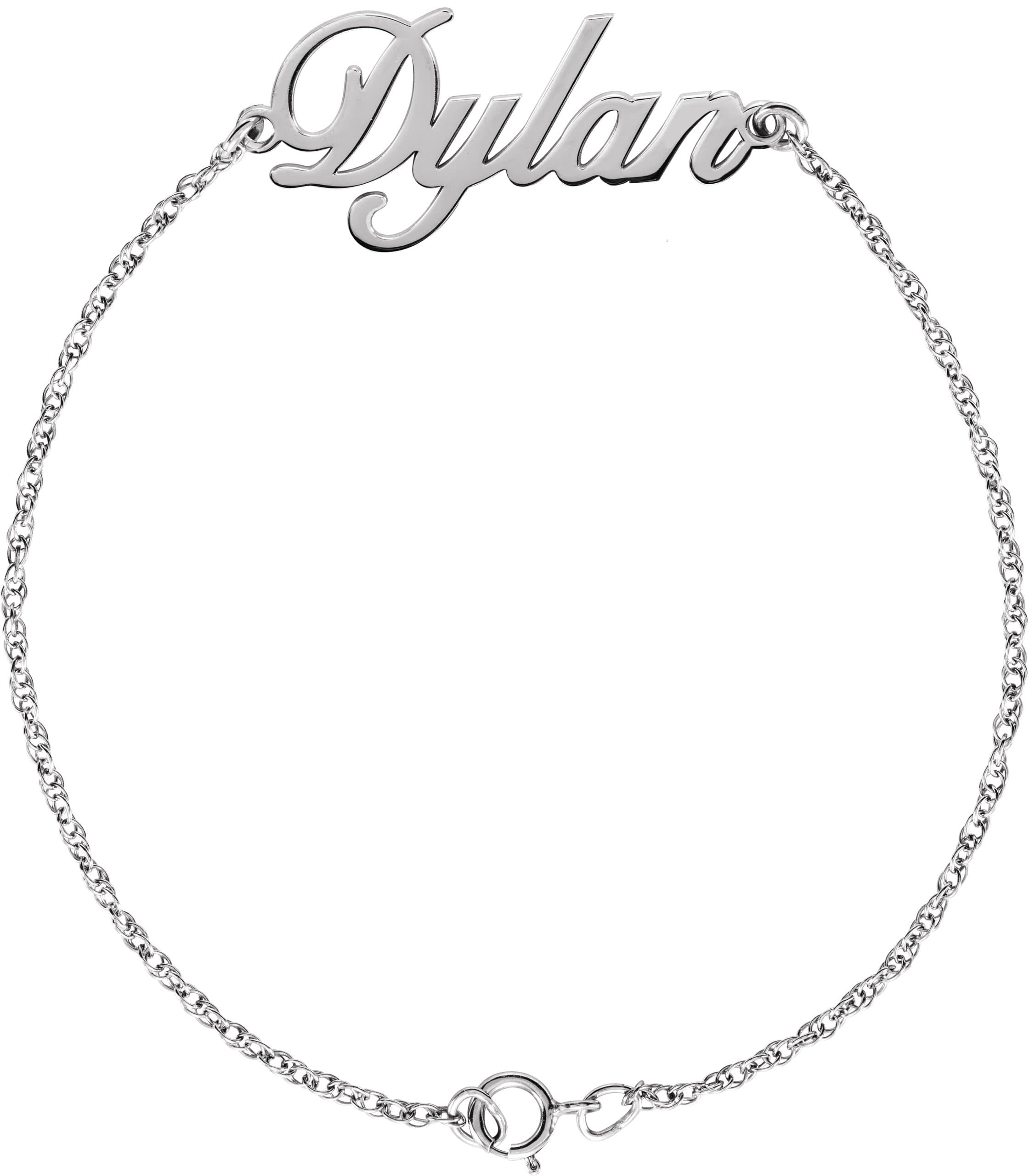 10K White Gold Script Nameplate 7" Bracelet  
