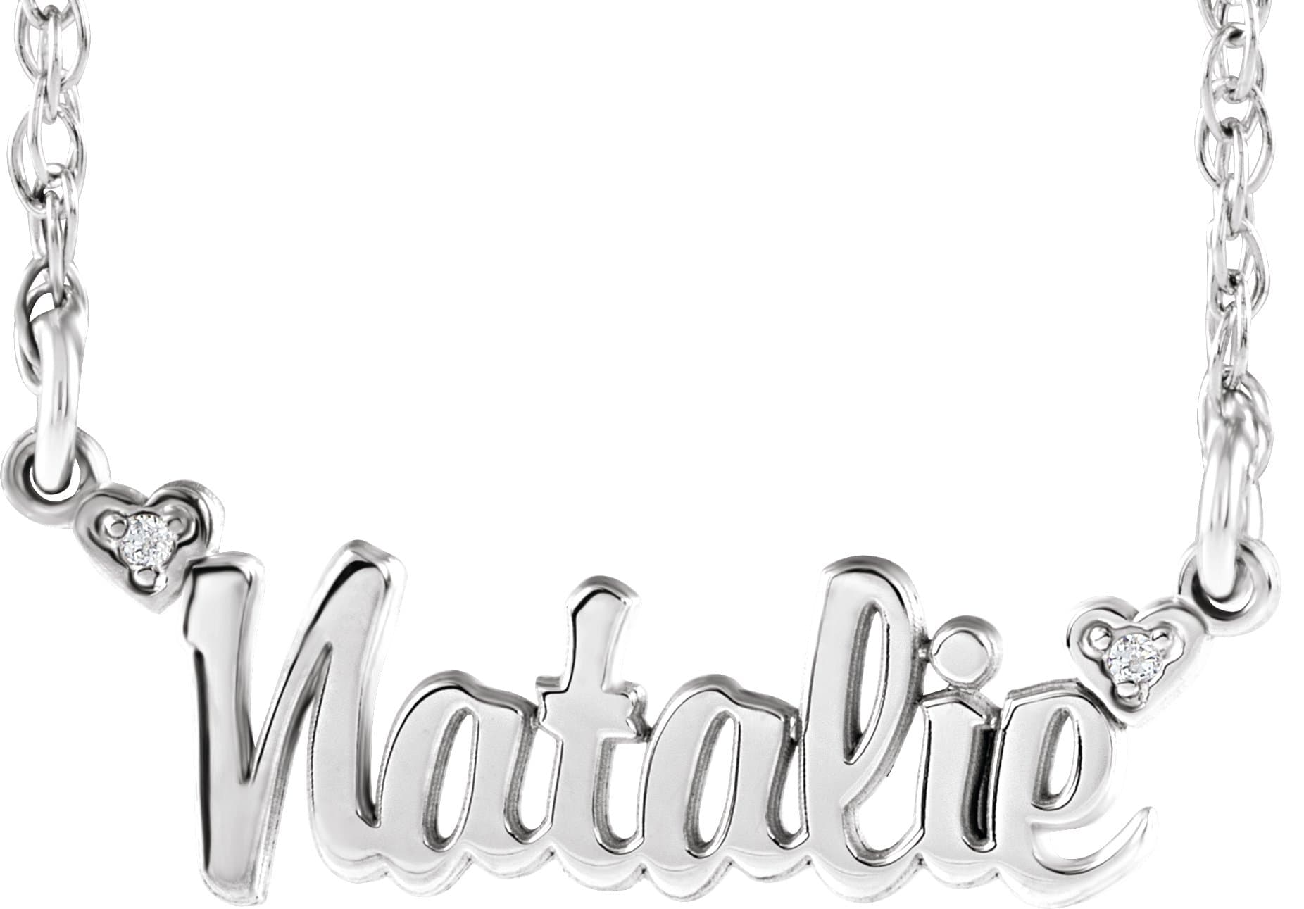 10K White Gold .01 CTW Natural Diamond Script Single Name 16" Necklace