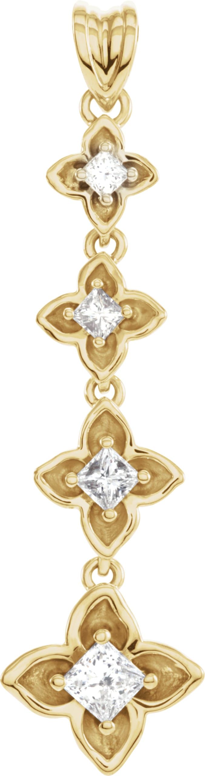 18K Yellow  1/2 CTW Natural Diamond Journey Floral Pendant