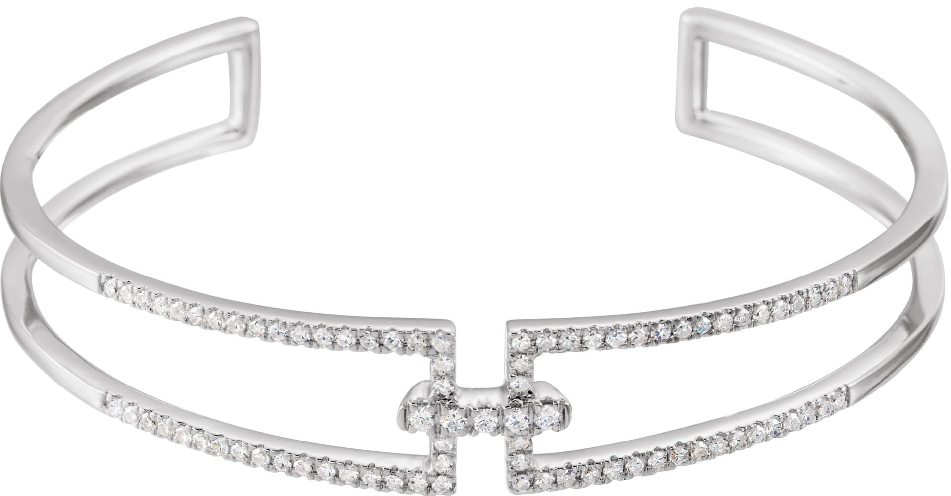 14K White 3/4 CTW Natural Diamond Cuff 6" Bracelet