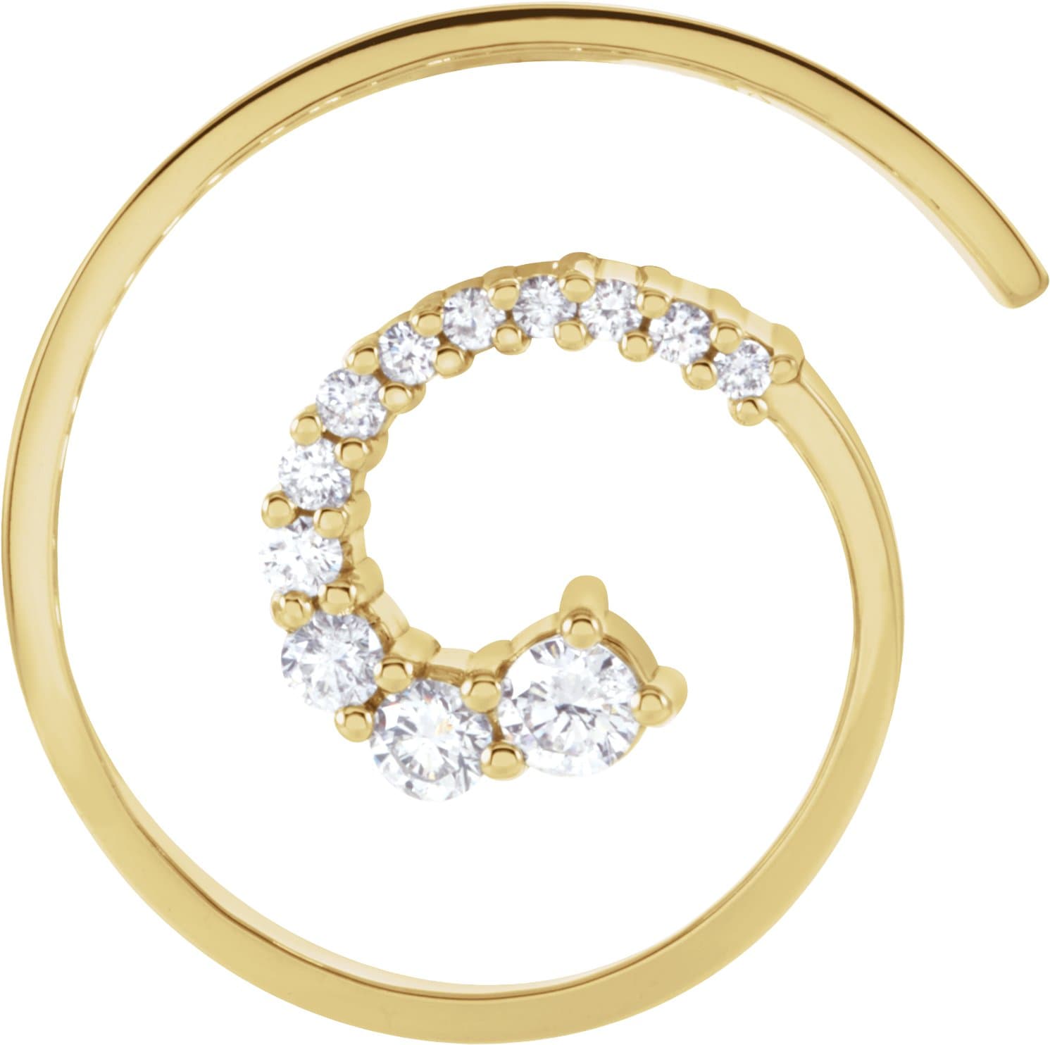 14K White 1/2 Natural Diamond Journey Spiral Pendant