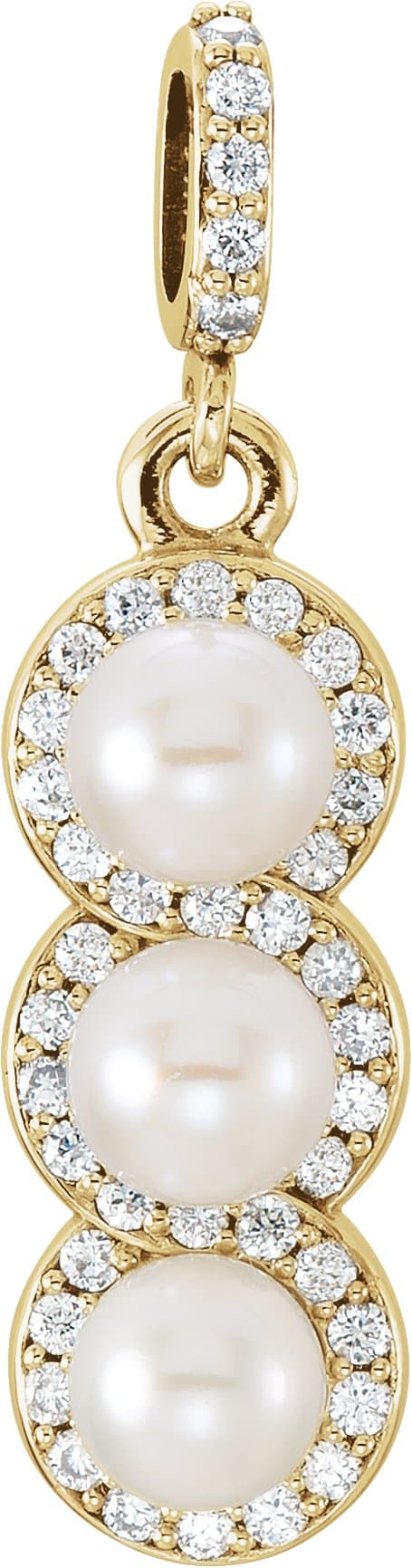 14K Rose Cultured White Freshwater Pearl & 1/5 CTW Natural Diamond Halo-Style Pendant