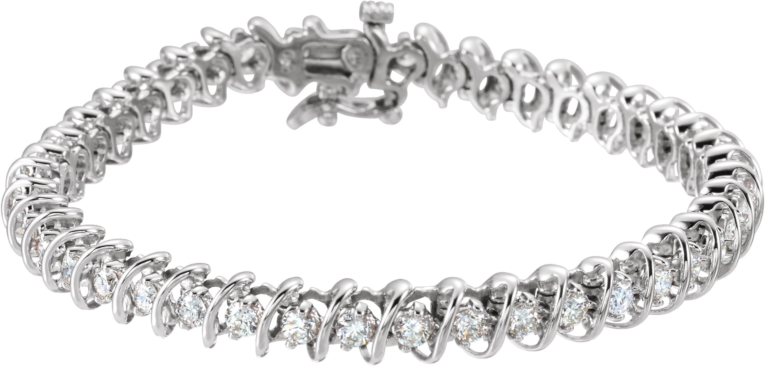 14K White 3 1/3 CTW Natural Diamond Line 7" Bracelet