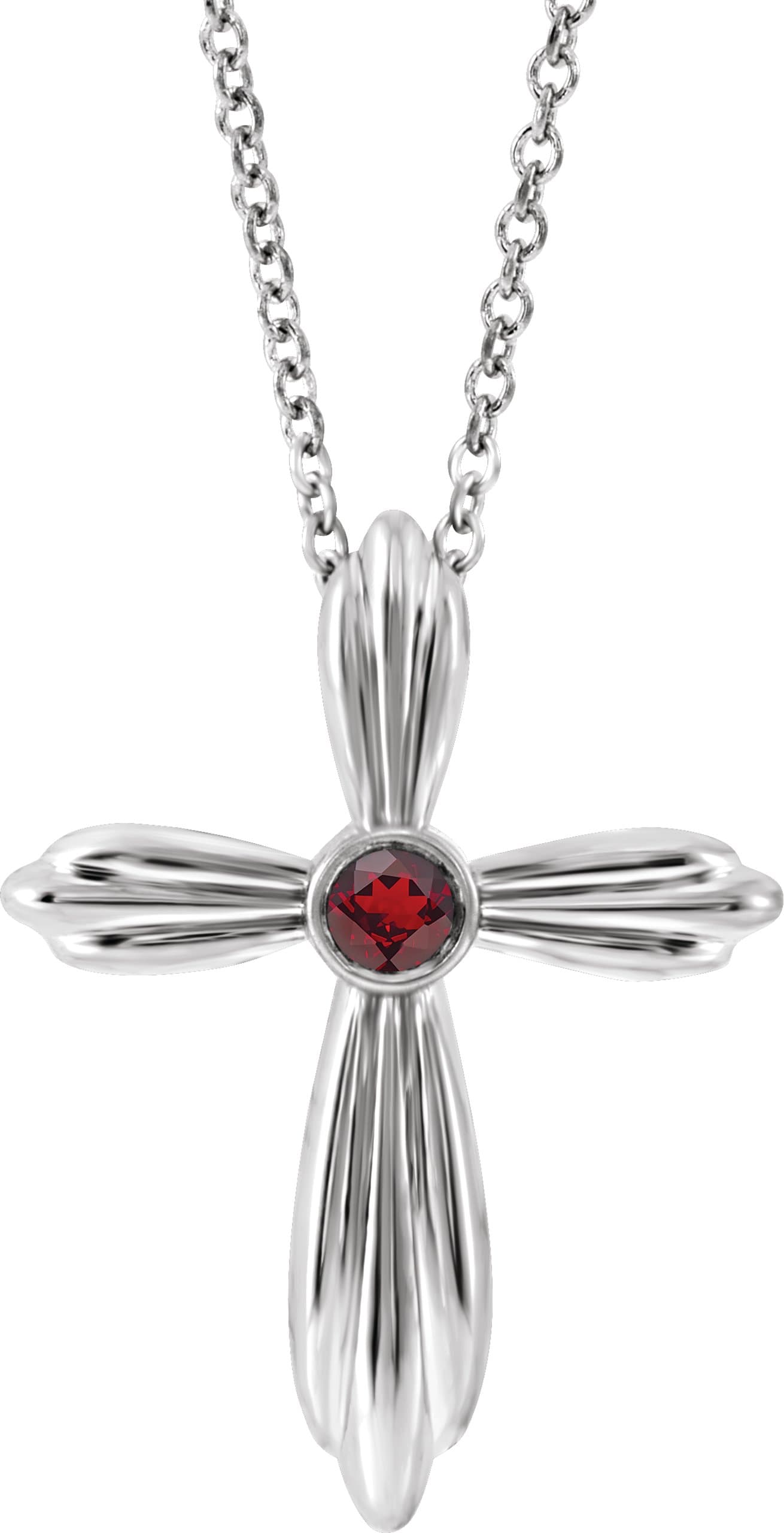 14K Rose Lab-Grown Alexandrite Cross 16-18 Necklace
