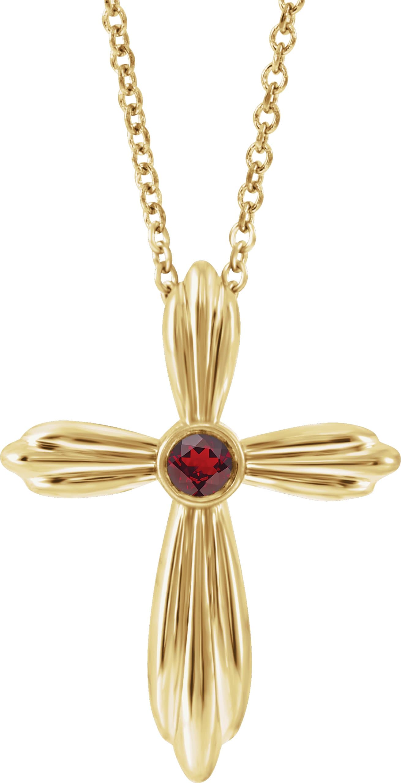 14K Rose Lab-Grown Alexandrite Cross 16-18 Necklace