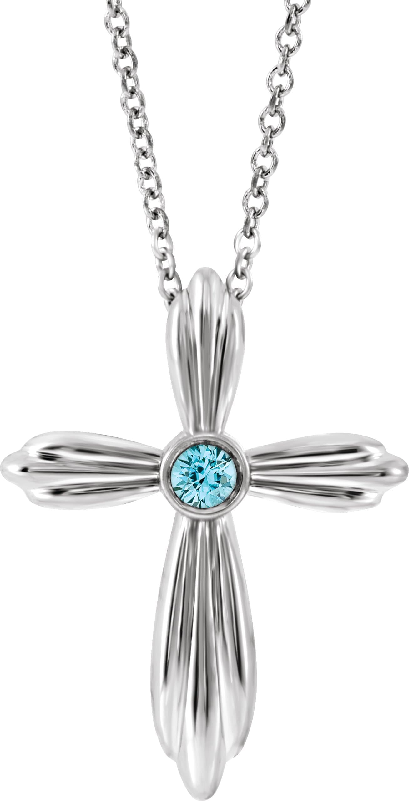 14K Rose Lab-Grown Alexandrite Cross 16-18 Necklace