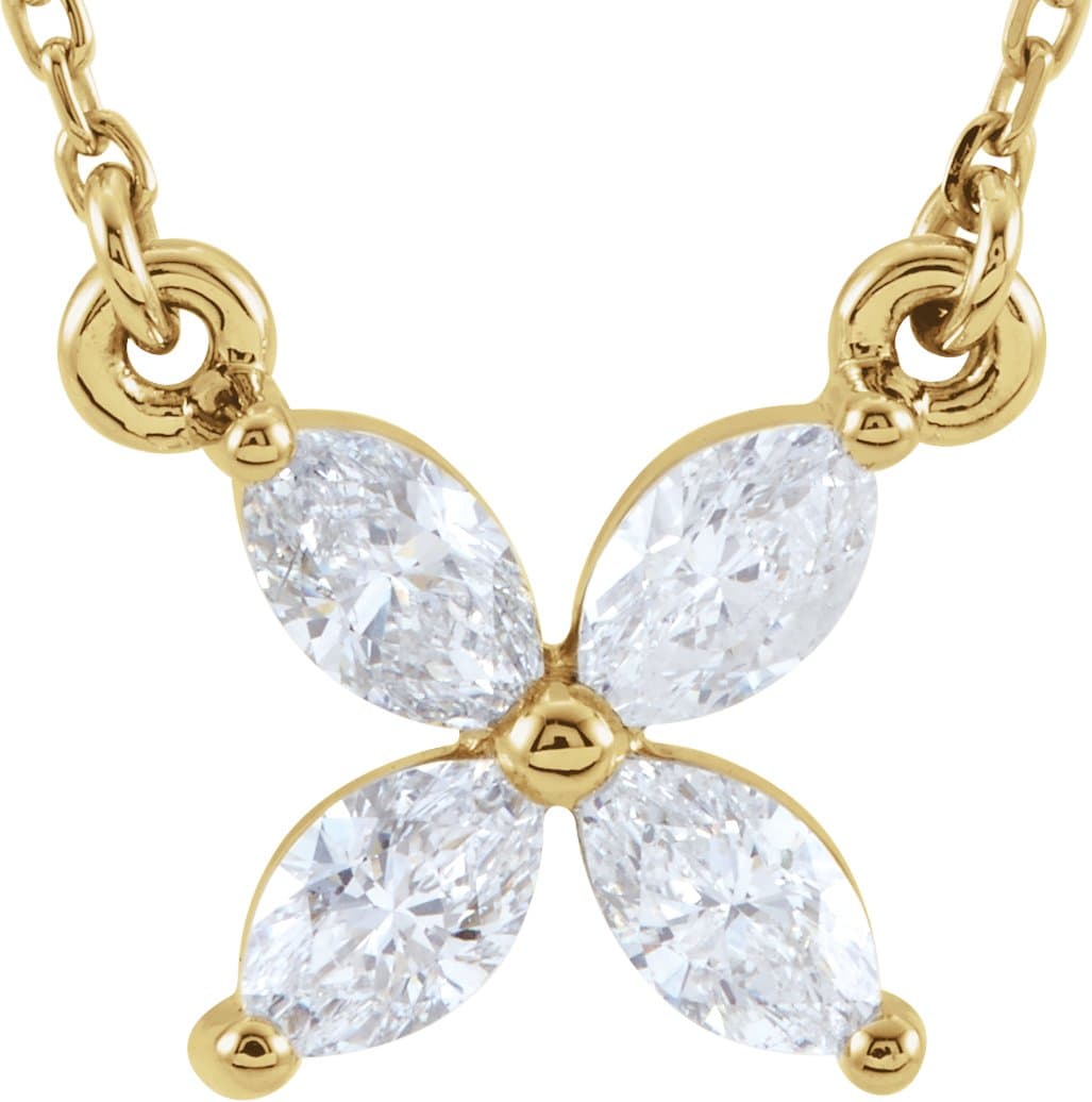 14K Rose 1/2 CTW Natural Diamond Floral 16 Necklace