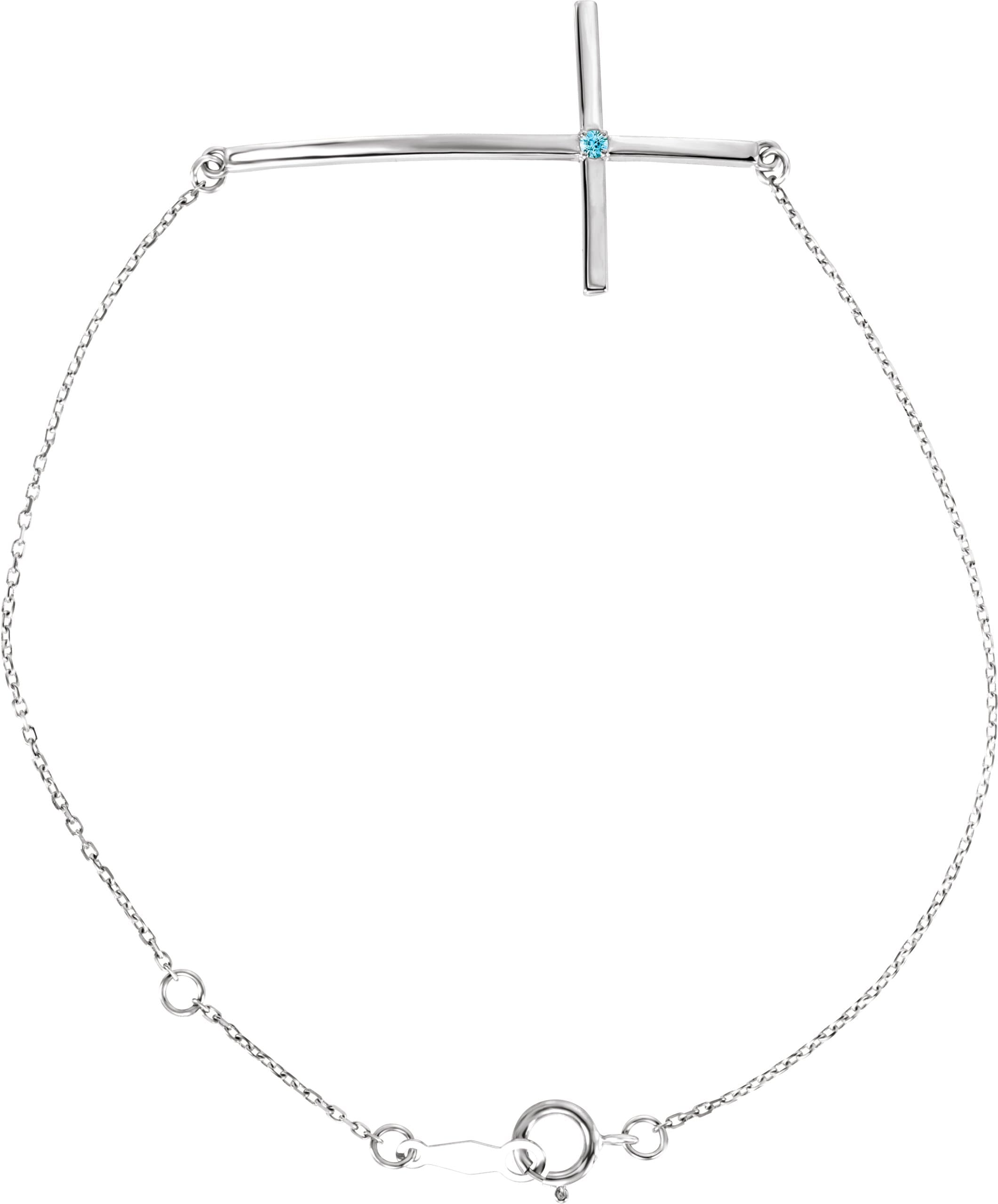 14K Rose .025 CT Natural Diamond Sideways Cross 7-8" Bracelet