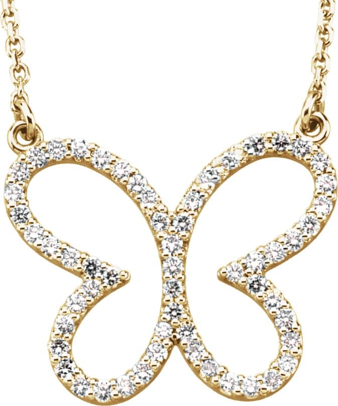 14K White 1/4 CTW Natural Diamond Butterfly 16 Necklace