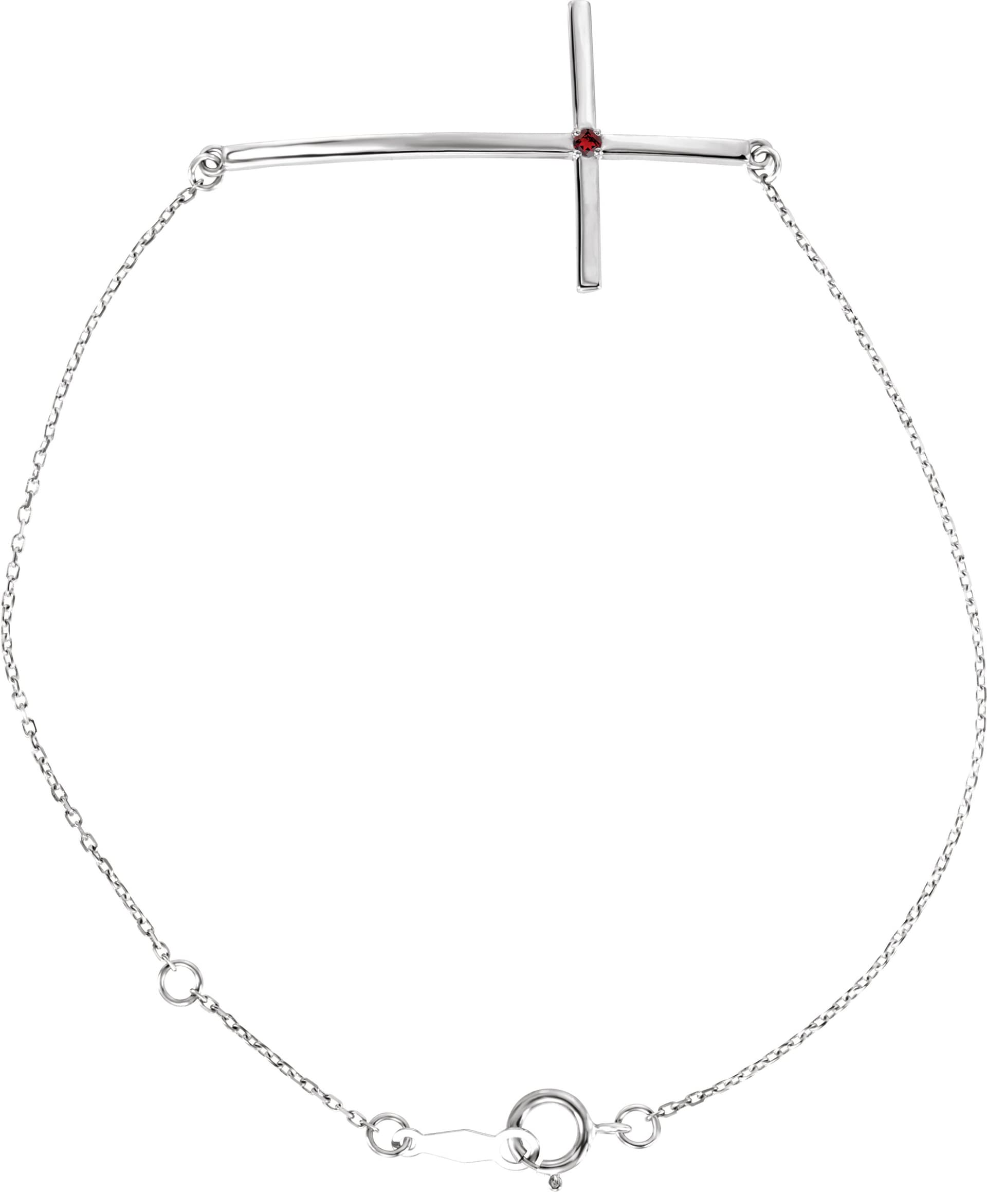 14K Rose .025 CT Natural Diamond Sideways Cross 7-8" Bracelet