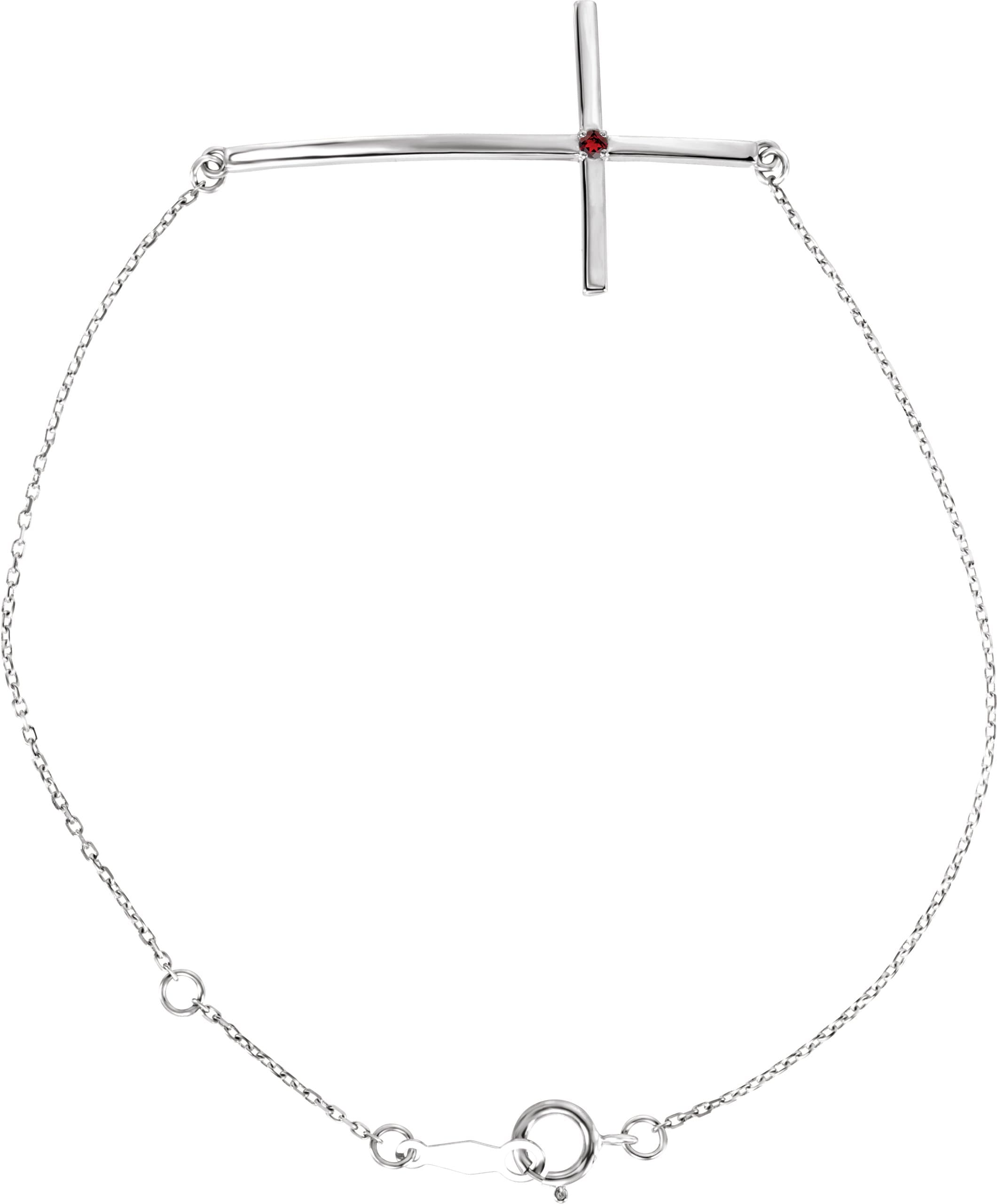 14K Rose .025 CT Natural Diamond Sideways Cross 7-8" Bracelet