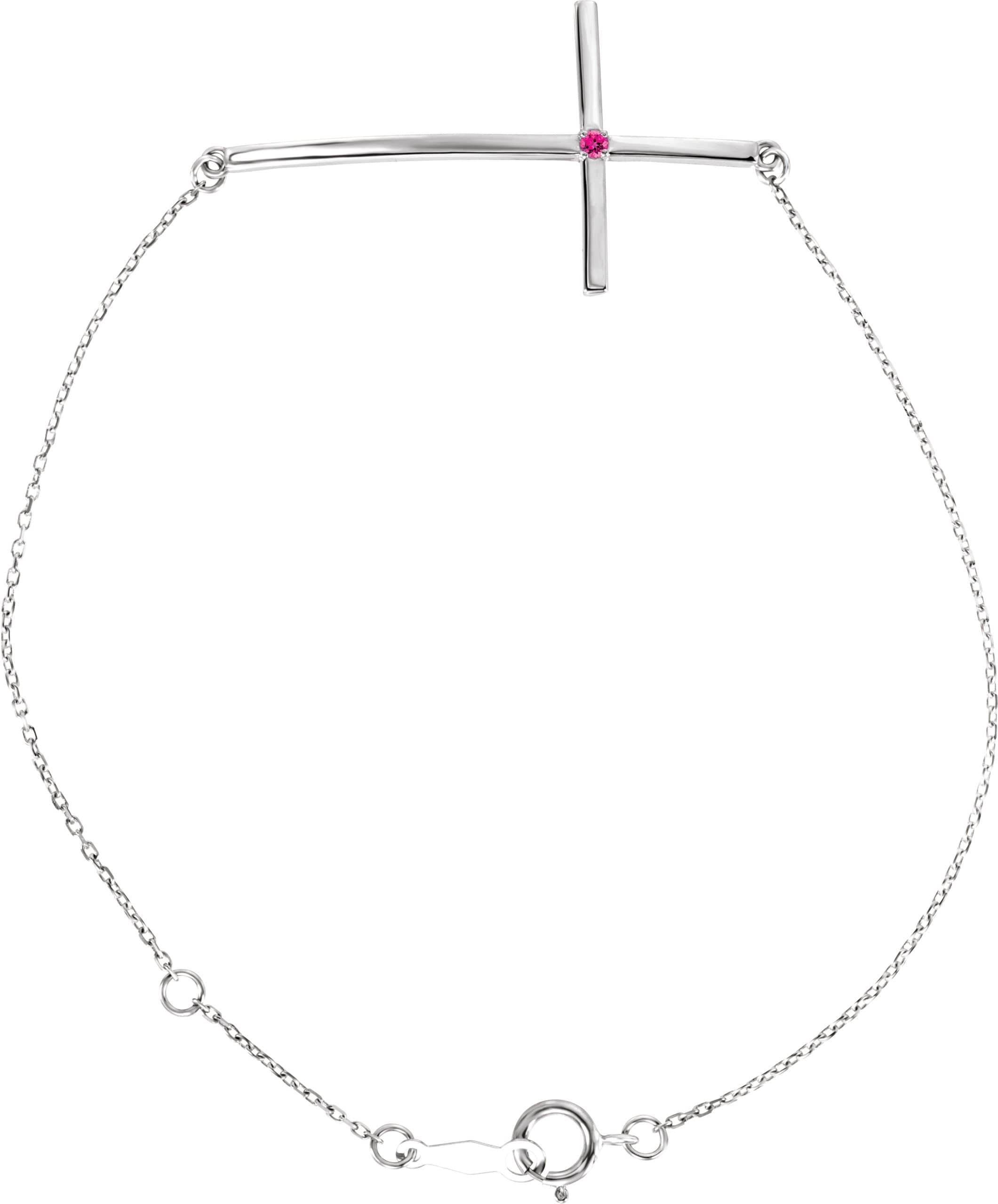14K Rose .025 CT Natural Diamond Sideways Cross 7-8" Bracelet