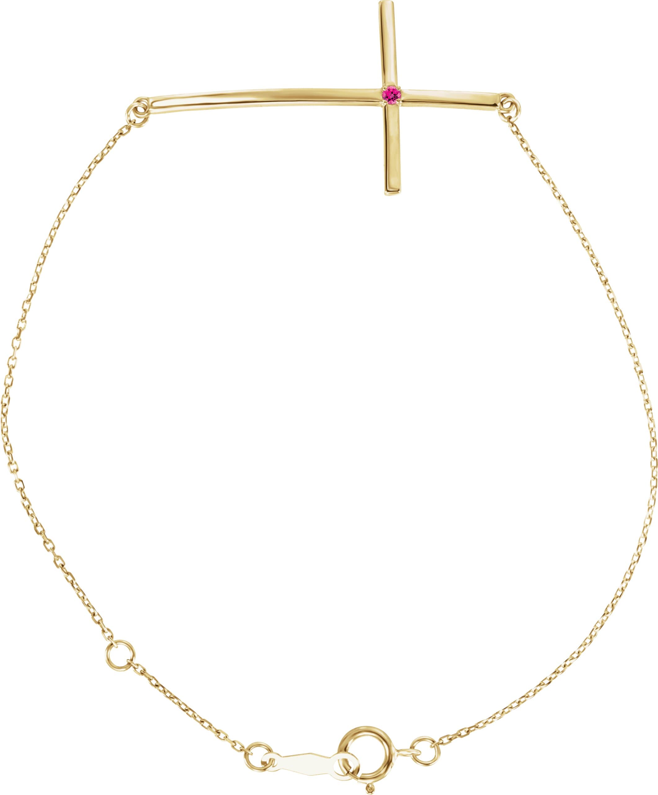 14K Rose .025 CT Natural Diamond Sideways Cross 7-8" Bracelet